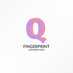 letter Q abstract wave gradient stripes fingerprint vector logo design