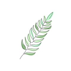 One line leaf. Green leaves. Single line illustration