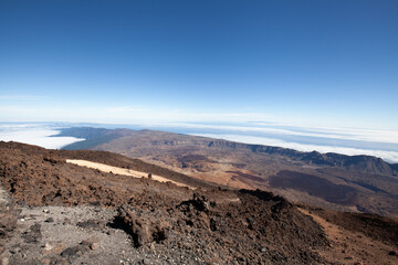 View from the Teide volcano in the Canary Islands of Spain