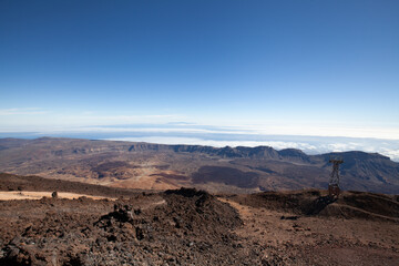 View from the Teide volcano in the Canary Islands of Spain