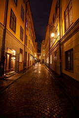 Fototapeta na wymiar Stockholm old town district one of the streets