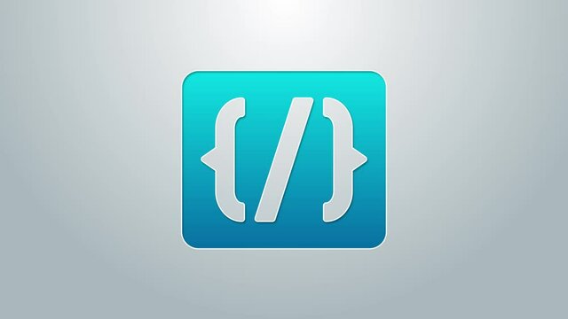 Blue line Programming language syntax icon isolated on grey background. Syntax programming file system. 4K Video motion graphic animation