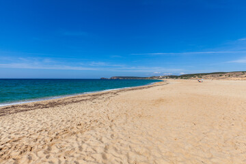 Fototapeta na wymiar Beach landscape of the Italian island of Sardinia on the Mediterranean Sea