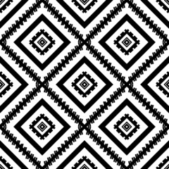 Ethic pattern in black and white in plain. Tribe pattern in rectangle as black and white tone. Style of textile pattern. Aztec pattern of geometric black and white. 