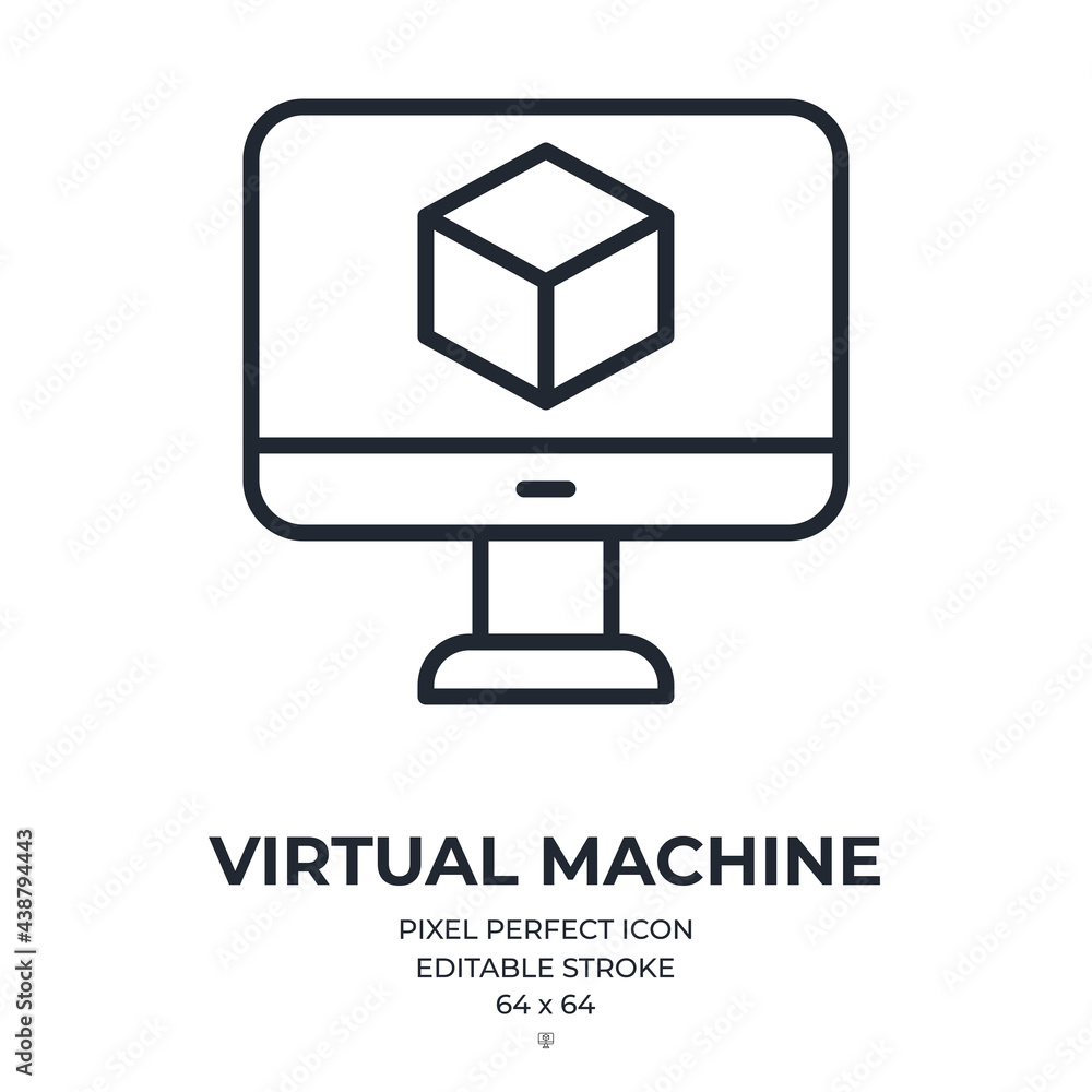 Canvas Prints virtual machine editable stroke outline icon isolated on white background flat vector illustration. 