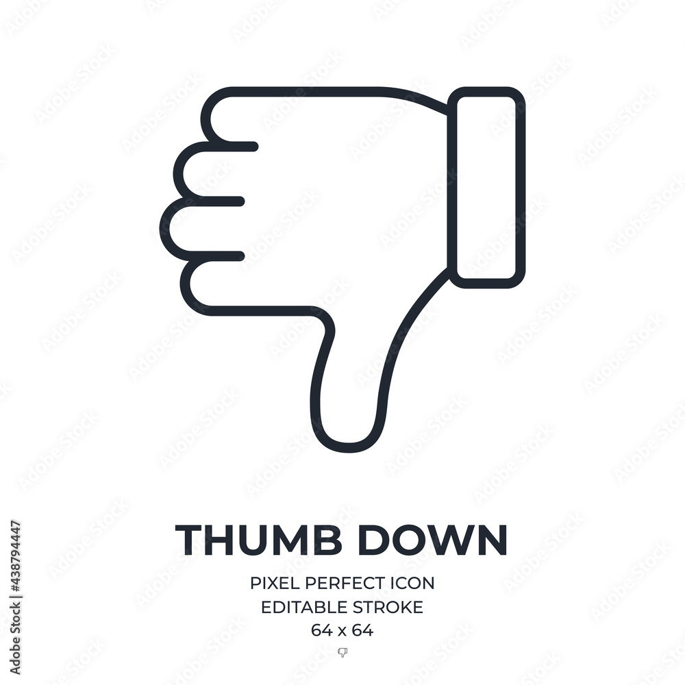 Canvas Prints thumb down editable stroke outline icon isolated on white background flat vector illustration. pixel
