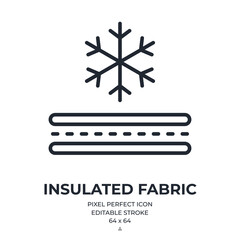 Insulated fabric editable stroke outline icon isolated on white background flat vector illustration. Pixel perfect. 64 x 64.