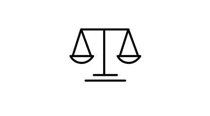 Justice Icon. Vector black and white flat illustration of a justice sign