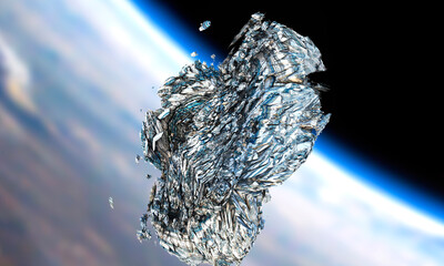 A piece of asteroid flying to the ground. The meteorite entered the arbita. Meteorite fractal. © Denis Starostin