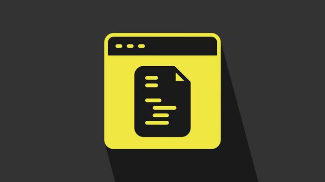 Yellow Software, web developer programming code icon isolated on grey background. Javascript computer script random parts of program code. 4K Video motion graphic animation