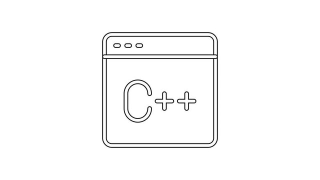 Black line Software, web developer programming code icon isolated on white background. Javascript computer script random parts of program code. 4K Video motion graphic animation
