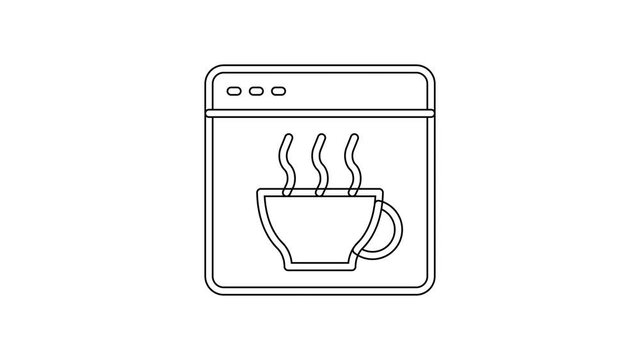 Black line Software, web developer programming code icon isolated on white background. Javascript computer script random parts of program code. 4K Video motion graphic animation