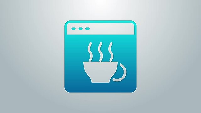 Blue line Software, web developer programming code icon isolated on grey background. Javascript computer script random parts of program code. 4K Video motion graphic animation