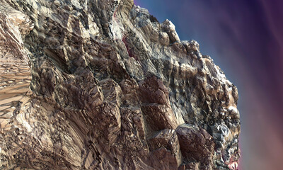 Stone, rock, boulder, cobblestone, cobblestone in the desert against the background of a heavy sky