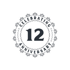 12 anniversary celebration, Greetings card for 12 years anniversary