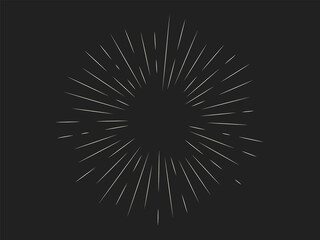 Fototapeta premium Sunburst. Old decorative overlay element, white. Starburst retro. A vector object on an isolated dark background.
