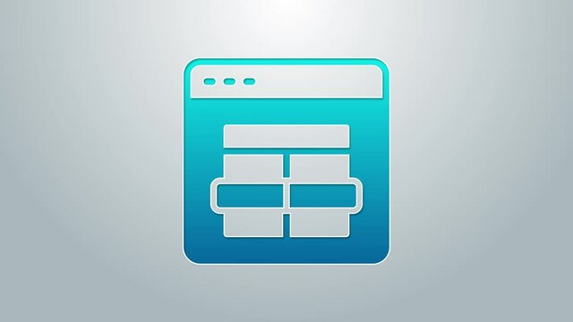 Blue line MySQL code icon isolated on grey background. HTML Code symbol for your web site design. 4K Video motion graphic animation
