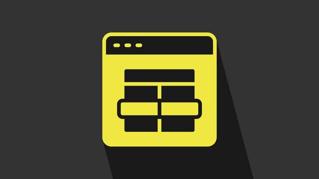 Yellow MySQL code icon isolated on grey background. HTML Code symbol for your web site design. 4K Video motion graphic animation
