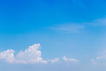 Clear blue color sky with white cloud background