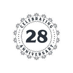 28 anniversary celebration, Greetings card for 28 years anniversary