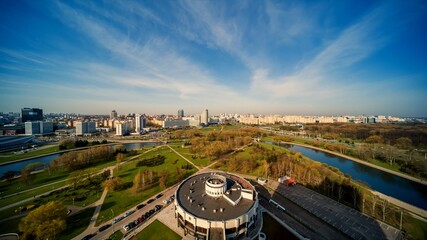 Morning timelapse of the panorama of the capital of Belarus, Minsk.