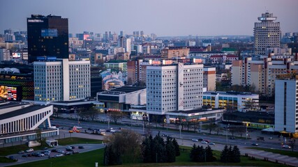Night time-lapse of the capital of Belarus, Minsk.