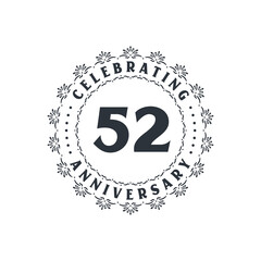 52 anniversary celebration, Greetings card for 52 years anniversary