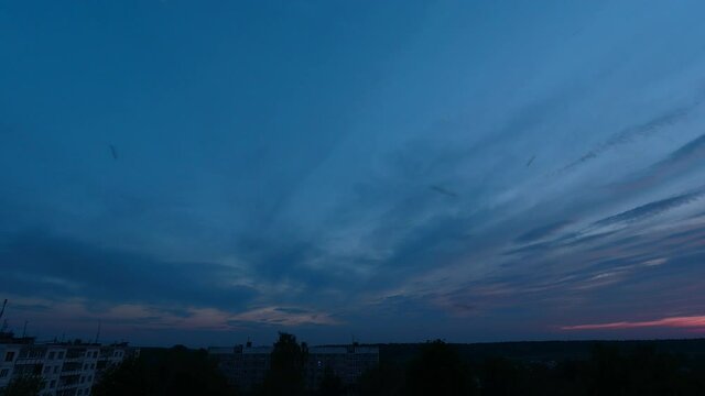 Thousands of May beetles fly across the dark evening sky
