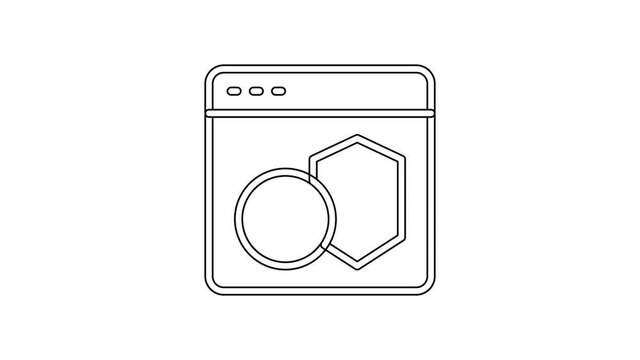 Black line Software, web developer programming code icon isolated on white background. Javascript computer script random parts of program code. 4K Video motion graphic animation