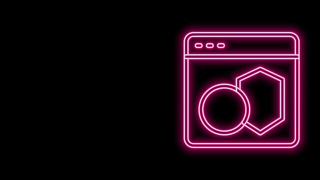 Glowing neon line Software, web developer programming code icon isolated on black background. Javascript computer script random parts of program code. 4K Video motion graphic animation