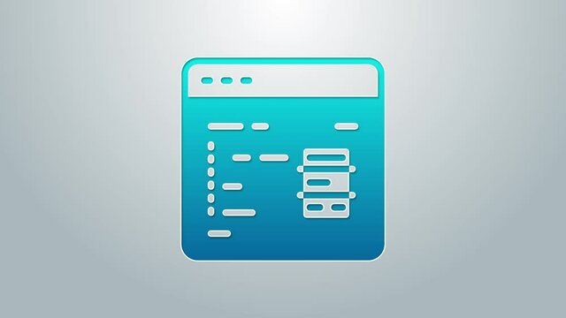 Blue line Software, web developer programming code icon isolated on grey background. Javascript computer script random parts of program code. 4K Video motion graphic animation