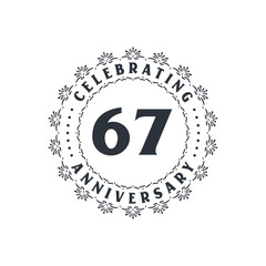 67 anniversary celebration, Greetings card for 67 years anniversary