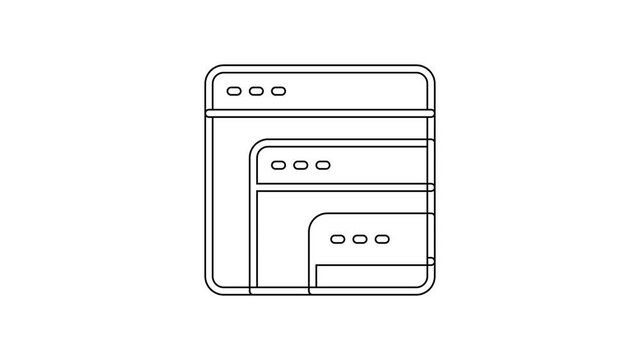 Black line Software, web developer programming code icon isolated on white background. Javascript computer script random parts of program code. 4K Video motion graphic animation