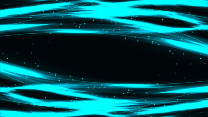 Shimmering turquoise waves with a light effect are isolated by a dark background. Magic lines. Abstract background. Vector graphics. An abstraction. It can be used in the design of cover art, screen s