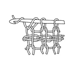 Beautiful hand-drawn fashion vector illustration of a lady's hobby crochet hook knitting for girls and women pattern isolated on a white background