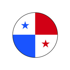 Panama Circle Flag Vector Icon Button for North or Central American Island Concepts. 