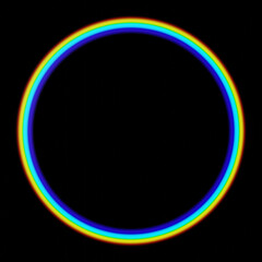 Rainbow picture. Rainbow 3d rendering. Circle rainbow. Rainbow ring. Black background.