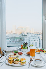 sandwich with salmon and  poached egg