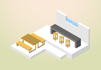 isometric design of cafe house or coffee shop vector template