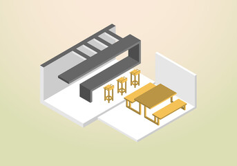 isometric design of cafe house or coffee shop vector template