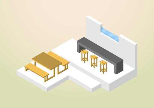 isometric design of cafe house or coffee shop vector template