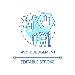 Avoid judgment concept icon. Racism at work abstract idea thin line illustration. Dealing with hidden prejudices. Unconscious bias. Vector isolated outline color drawing. Editable stroke