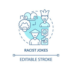 Racist jokes concept icon. Racism in social situation abstract idea thin line illustration. Derogatory remarks about person skin color. Vector isolated outline color drawing. Editable stroke