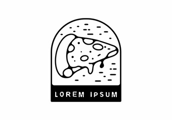 Pizza slice in window shape line art badge