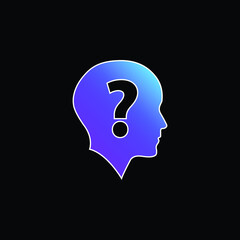 Bald Head With Question Mark blue gradient vector icon