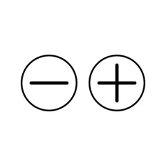 Obraz premium Vector illustration of plus and minus, black and white plus and less symbols on white background