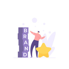 branding and promotion concepts. illustration of an entrepreneur or a businessman doing an image so that his product can attract and stick in the minds of consumers. the best and most champion brand
