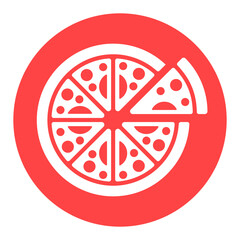 Pizza vector white glyph icon. Fast food sign