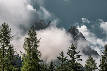 Panoramic view of the Sexten Dolomites, Italy.