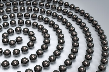 The thread with black pearls is wrapped in a spiral. Bijouterie. 3d illustration.